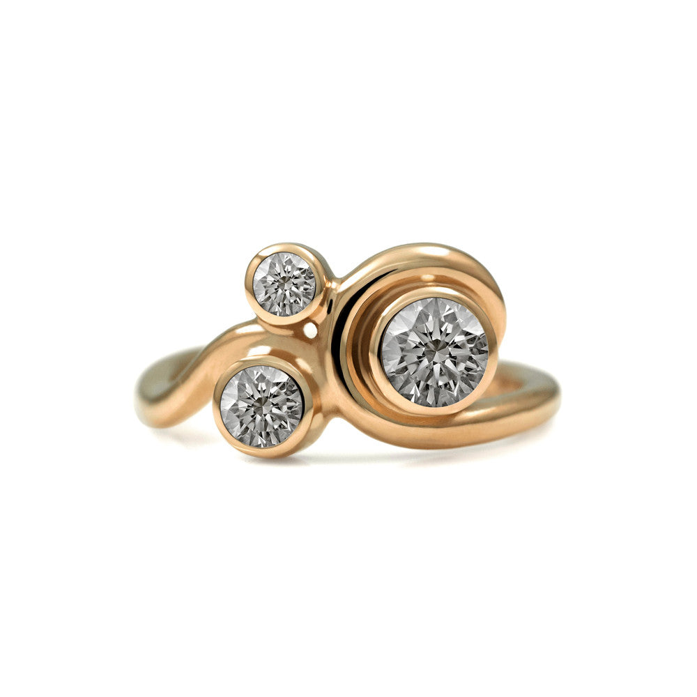 Entwine three stone ring gold and diamond Elinor Cambray Jewellery Design